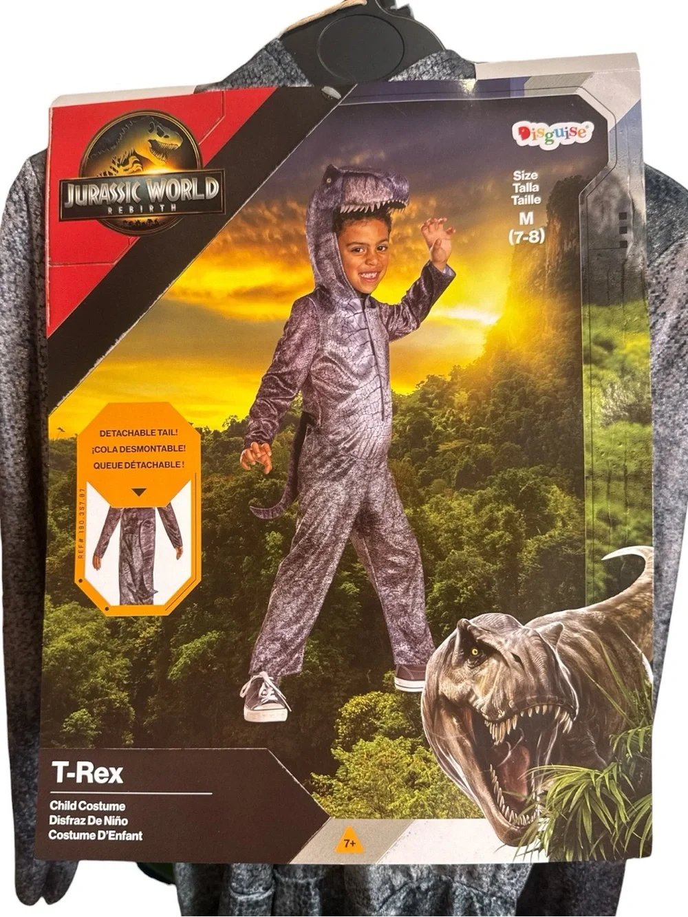 Jurassic World T-Rex Kids Costume, Rex Dress-up Dinosaur Halloween, Size M (7/8)